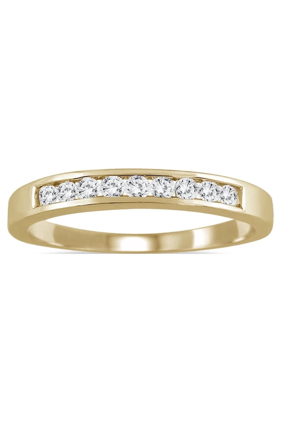 1/4 Carat Total Weight Channel Set Diamond Band 10K Yellow Gold Plated