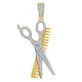 thumbnail image 1 of AFFY 1/4 Carat White Natural Diamond Hip Hop Jewelry Scissor With Comb Pendant In 14k Solid Yellow Gold (0.25 Cttw), 1 of 1
