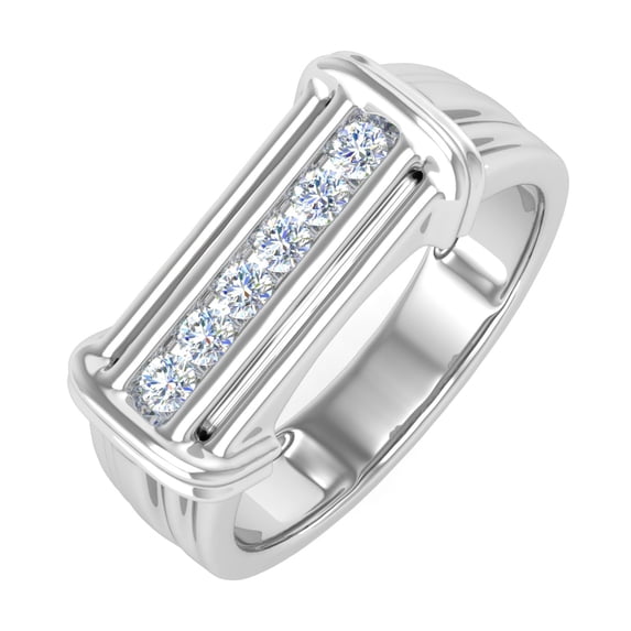 1/4 Carat (ctw) Nick Set 6-Stone MensDiamond Wedding Band Ring in 14K White Gold (Ring Size 8.75) (SI1-SI2 Clarity)