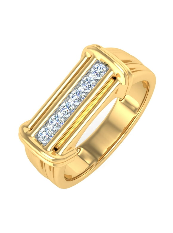1/4 Carat (ctw) Nick Set 6-Stone MensDiamond Wedding Band Ring in 14K Yellow Gold (Ring Size 8.75) (I1-I2 Clarity)