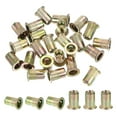 thumbnail image 1 of 1/4" Carbon Steel Rivet Nut, Flat Head Rivet Nut Threaded Insert Nut, Gold 20, 1 of 3