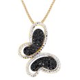 thumbnail image 1 of AFFY 1/4 Ct Black & White Natural Diamond Butterfly Pendant Necklace In 14K Solid Yellow Gold, 1 of 1