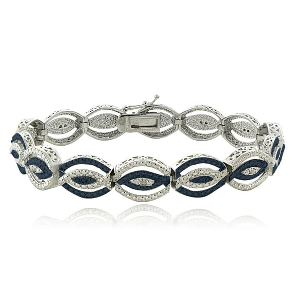 1/4 Ct Blue & White Diamond Intertwining Infinity Bracelet