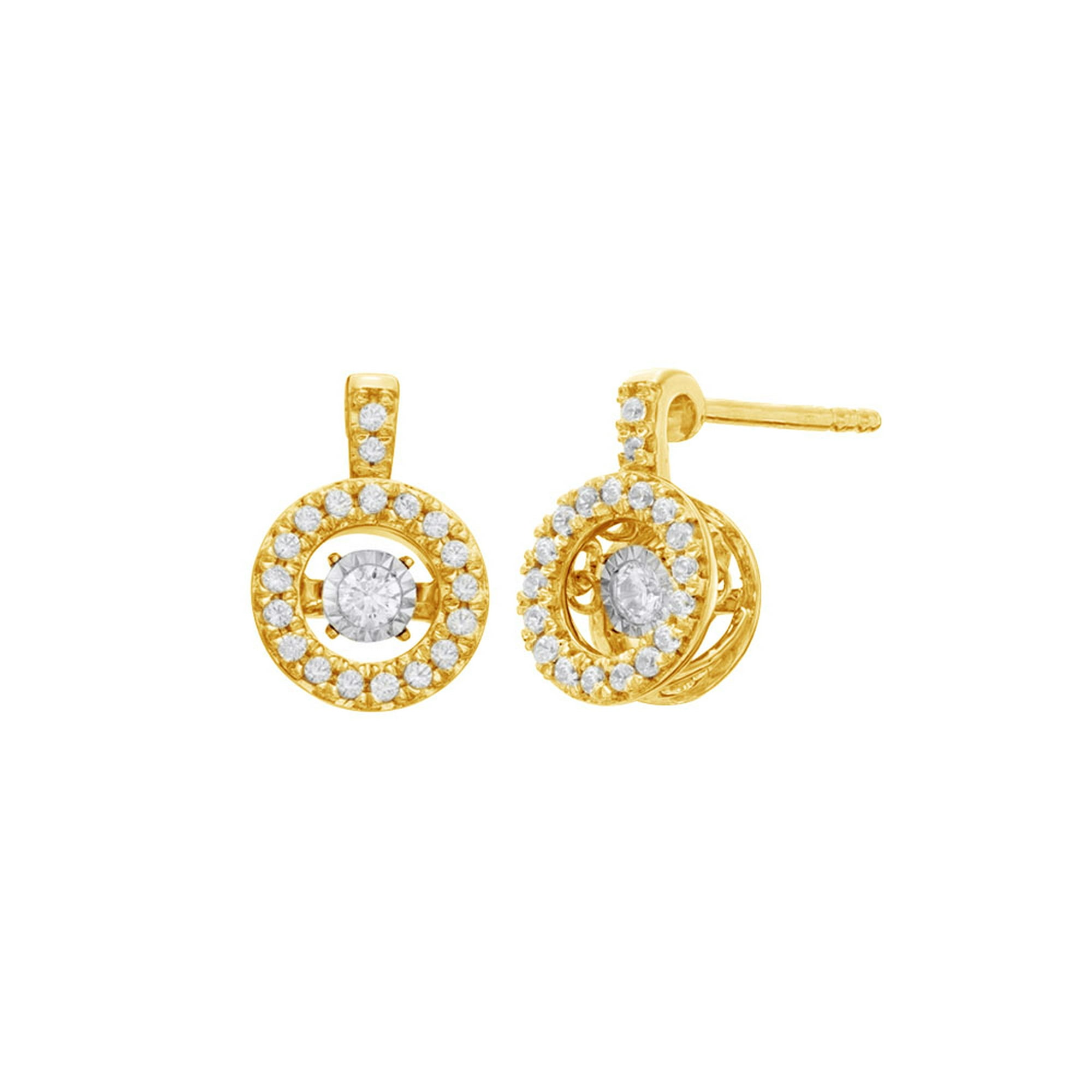 1/4 Ct Dancing Natural Diamond Circular Stud Earring In 10K Solid Gold