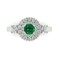 thumbnail image 1 of Halo Engagement Ring for Women - 1.4ct Simulated Emerald in 14K White Gold Promise Ring, 1 of 6