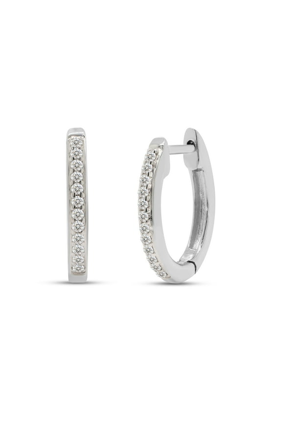 1/4 Ct Round Cut Lab Created Moissanite Diamond Eternity Hoop Earrings In 14k White Gold Plated Sterling Silver(G-H Color,VVS1 Clarity,0.25 Cttw)