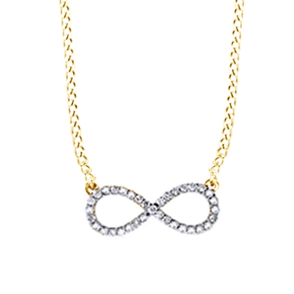AFFY 1/4 Ct Round Natural Diamond Infinity Pendant Necklace In 14K Solid Yellow Gold