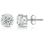 ALMASUNIDAS 1/4 Ct Simulant Diamond Stud Earrings for Women Men 14k White Gold over Round Diamond Earrings