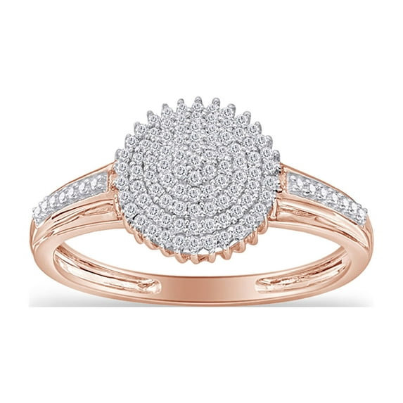 AFFY 1/4 Cttw Carat Round Cut Natural White Diamond Promise Ring For Women's In 14K Rose Gold Over Sterling Silver (0.25 Cttw, J-K Color, I2-I3 Clarity), Ring Size-7