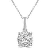 1/4 Cttw Natural Diamond Pendant Necklace set in 925 Sterling Silver