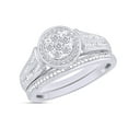 thumbnail image 1 of AFFY 1/4 Cttw Round Shape Natural White Diamond Bridal Set Wedding Ring In 14K White Gold Over Sterling Silver (J-K Color, I2-I3 Clarity), Ring Size-7.5, 1 of 4