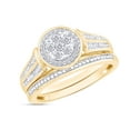 thumbnail image 1 of 1/4 Cttw Round Shape Natural White Diamond Bridal Set Wedding Ring In 14K Yellow Gold Over Sterling Silver (J-K Color, I2-I3 Clarity), Ring Size-7.5, 1 of 4
