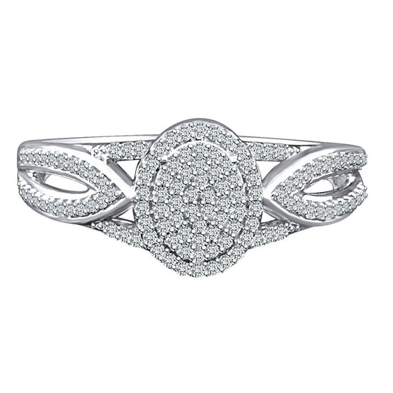 AFFY 1/4 Ctw Round Cut Natural Diamond Cluster Halo Engagement Ring in Solid White 10k Gold (I-J Color, 0.25 Cttw)