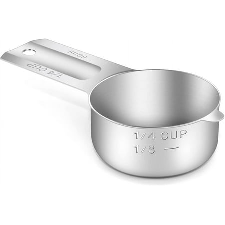 1/4 Cup (4 Tbsp | 60 ml | 60 cc | 2 oz) Measuring Cup, Stainless Steel Measuring Cups, Metal Measuring Cup, Kitchen Gadgets for Cooking