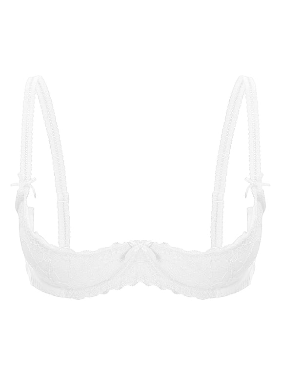 1/4 Cup Bra Stretch Bras for Women Soft Bras Cupless Bra Sports Bras Comfort Bra Open Cup Bra,White,75B