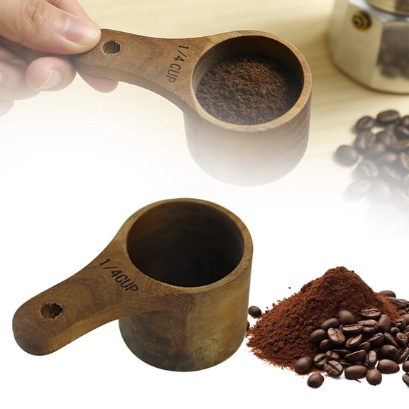 1/4 Cup Kitchen Measuring Cups Wooden Dry Measuring Cups Measuring Coffee Cup Scoop for Baking, Cooking, Measuring, Home Kitchen Accessories