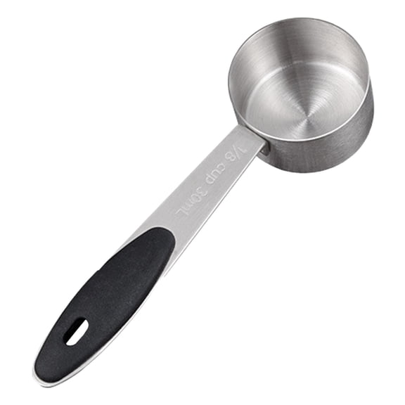 1/8 Cup Measuring Cup Stainless Steel Cup Sco Op With Black Silicone Handle Kitchen Gadgets For Cooking 30ML