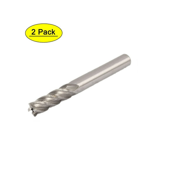 1/4" Cutting Dia 4 Flutes Straight Shank HSS-AL End Mill Router Bit 2Pcs