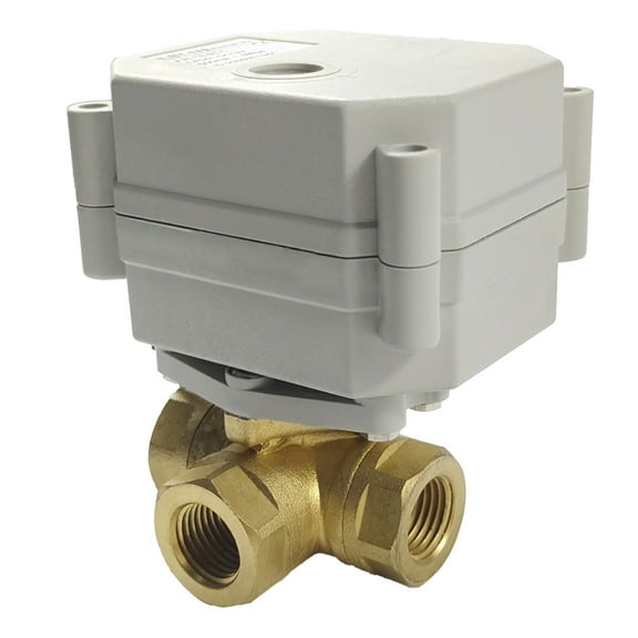 1/4" DN8 Two wires control Electric Ball Valve,AC/DC9-24V Brass 3-way Motorized Ball Valve