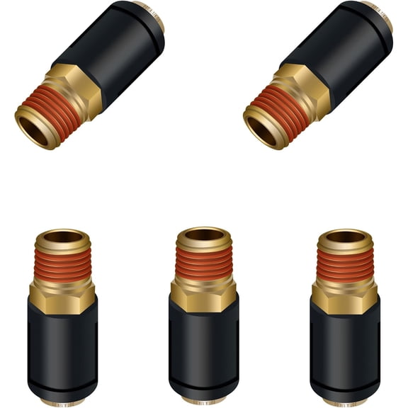1/4" DOT Air Fittings Straight Union 5 count, 1/4" Tube OD x 1/4" NPT Thread PTC/PTCR & Brass Air Line Quick Connect Fittings for   and Air  System