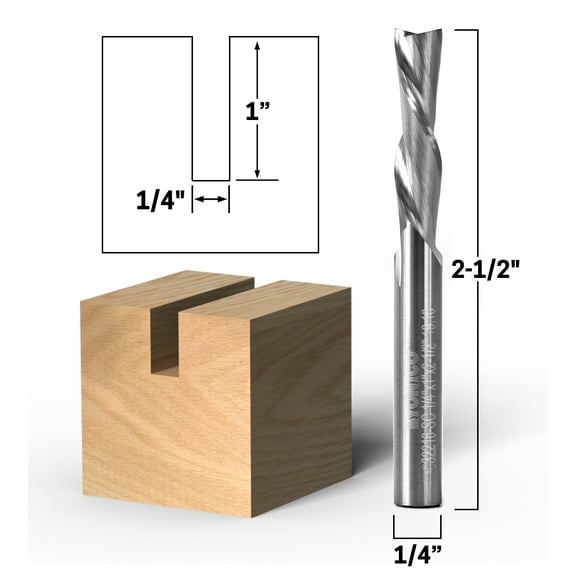 1/4" Dia. 2 Flute Downcut Spiral End Mill CNC Router Bit - 1/4" Shank - Yonico 32216-SC