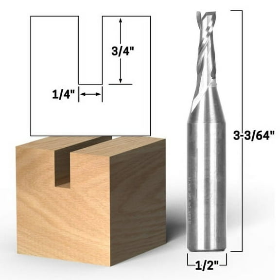 1/4" Dia. 2 Flute Upcut Spiral End Mill CNC Router Bit 1/2" Shank - 1/2" Shank - Yonico 31264-SC