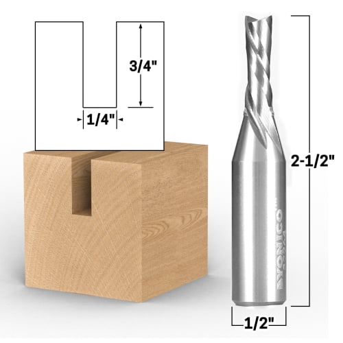 1/4" Diameter 2 Flute Downcut Spiral End Mill CNC Router Bit - 1/2" Shank - Yonico 32264