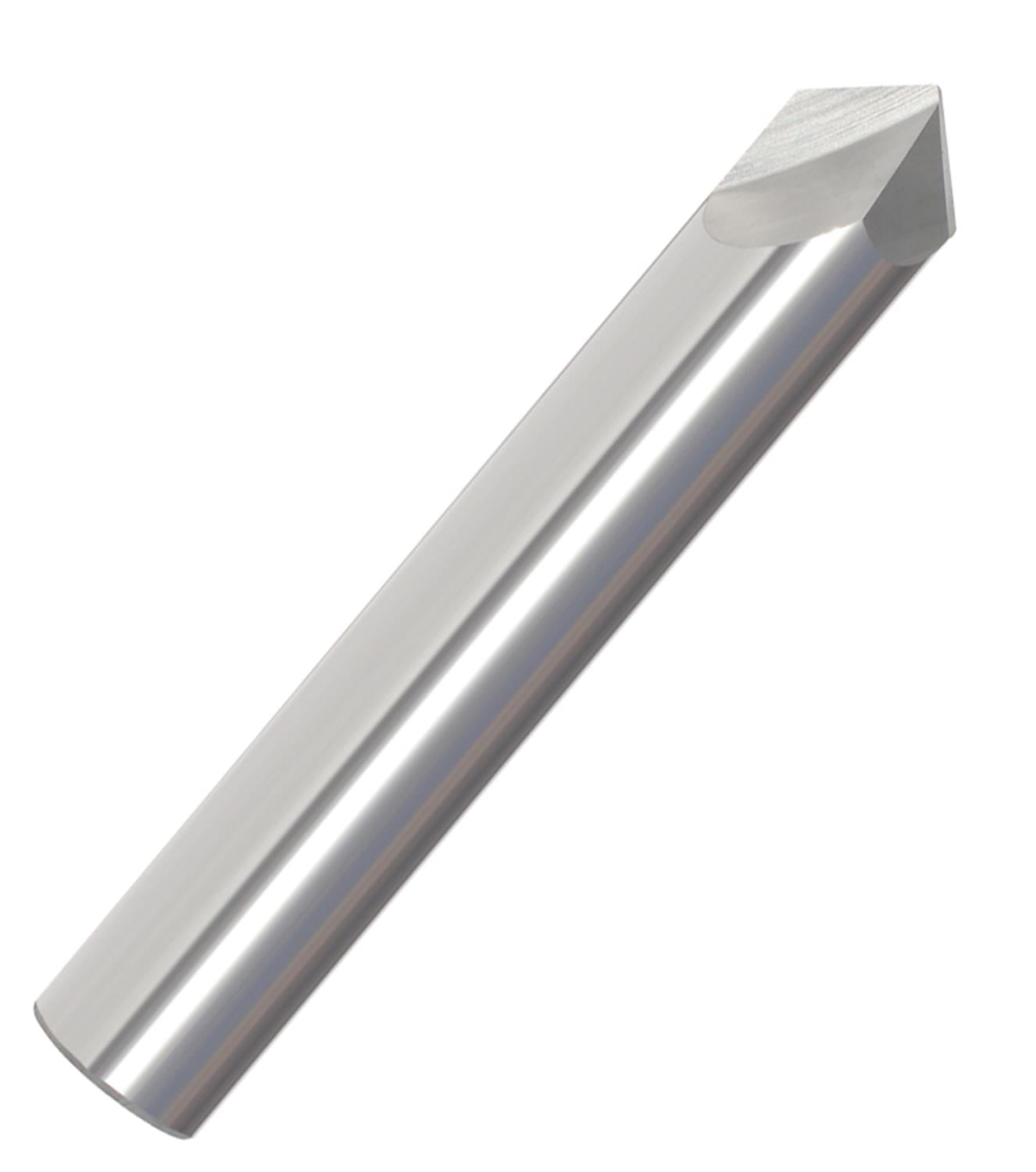 1/4" Diameter 2 Flute Single End Pointed Tip 90° Included Angle Carbide Chamfer Mill , 1/4"SHANK, 2-1/2"OAL