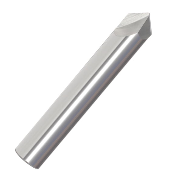 1/4" Diameter 2 Flute Single End Pointed Tip 90° Included Angle Carbide Chamfer Mill , 1/4"SHANK, 2-1/2"OAL