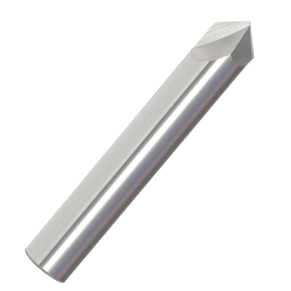 1/4" Diameter 2 Flute Single End Pointed Tip 90 Included Angle Carbide Chamfer Mill , 1/4"SHANK, 2-1/2"OAL