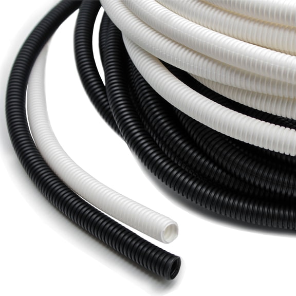 1/4" Diameter Flame Retardant Non-Split Polypropylene Wire Loom Tubing - Length 50 Feet - Color: Black
