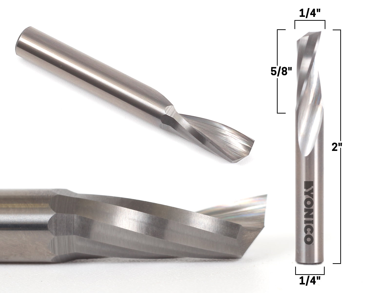 1/4" Diameter O Flute Upcut Spiral End Mill CNC Router Bit - 1/4" Shank - Yonico 31013-SC