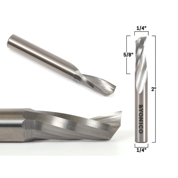 1/4" Diameter O Flute Upcut Spiral End Mill CNC Router Bit - 1/4" Shank - Yonico 31013-SC