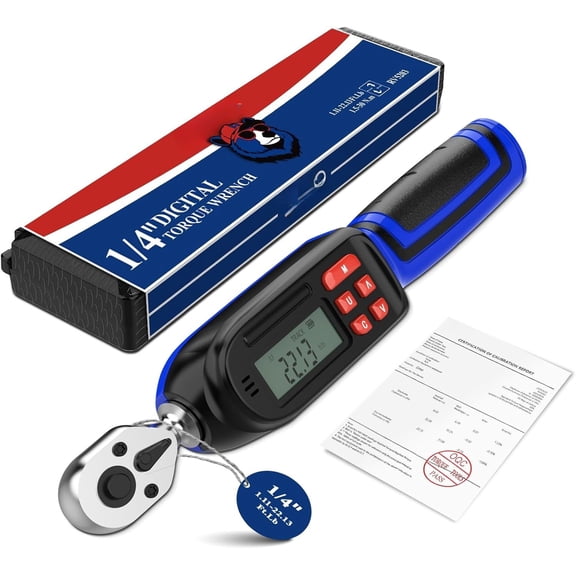 1/4 Digital Torque Wrench (1.11-22.13 Ft. Lb/ 1.5-30 N.m) +-2% Accuracy with Buzzer and Flash Notification Four Units of Measure Digital Torque Wrenches for Bicycle, DIY and Repair