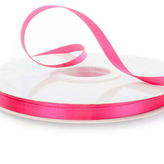 1/4" Double Faced Satin Ribbon 175 Shocking Pink 10 Yard