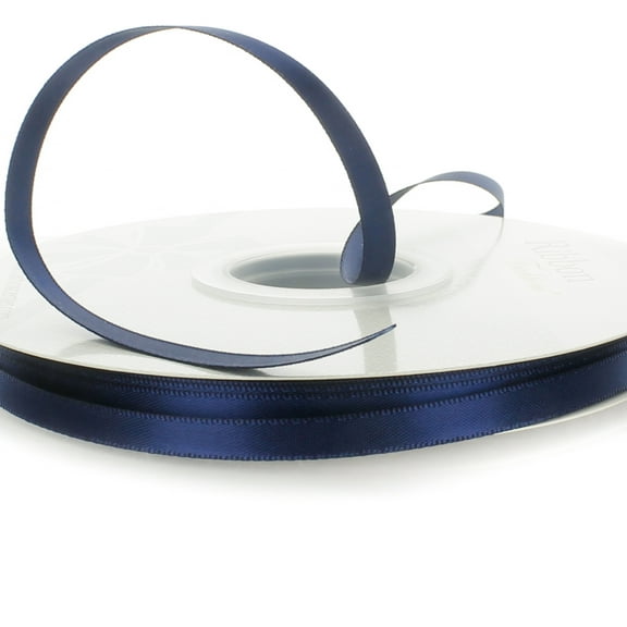 1/4" Double Faced Satin Ribbon 370 Navy 10 Yard