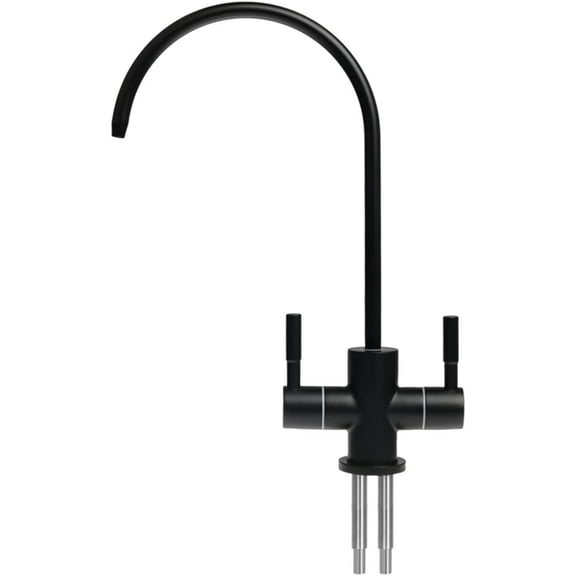 1/4'' Double Holes Sink Faucet Tap Black Reverse Osmosis RO Drinking Water Filter Kitchen Faucet Tool Fast Installation KF209