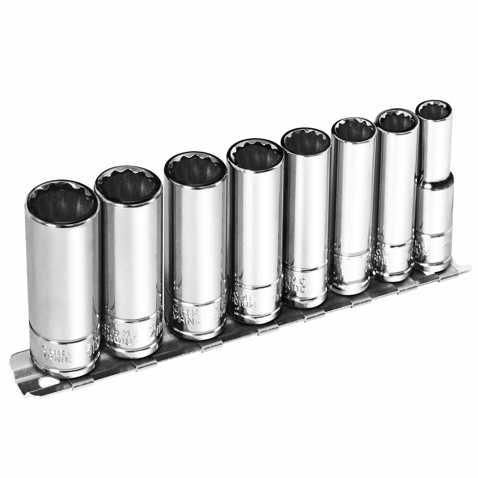 1/4" Drive 6mm13mm Metric Socket Set, 8 Pcs 12Point Deep Socket Set