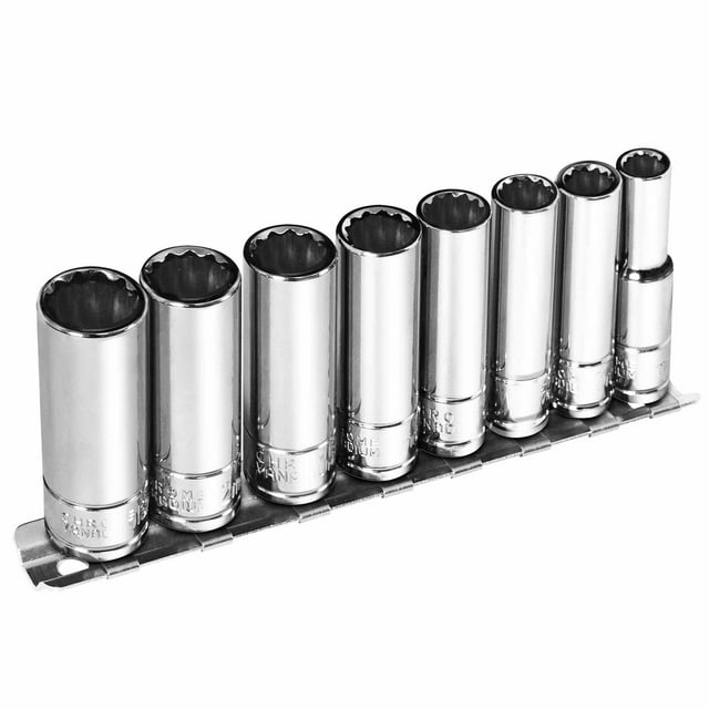 1/4" Drive 6mm13mm Metric Socket Set, 8 Pcs 12Point Deep Socket Set