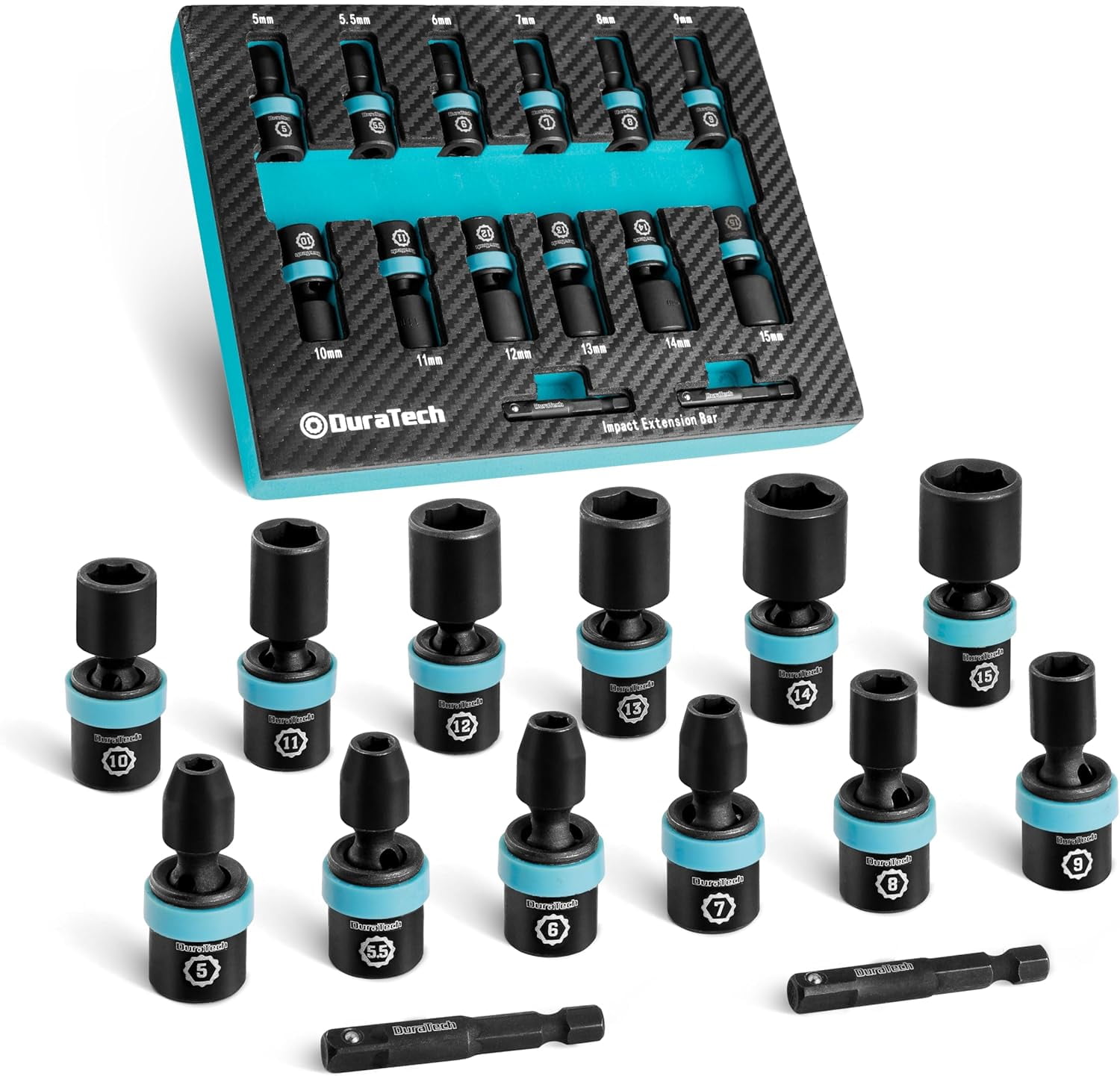 19-Piece 1/4" Drive Universal Joint Socket Set - SAE & Metric, Swivel Head For Tight Spaces, Includes Storage Case