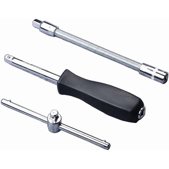 1/4" Drive Spinner Handle with 1/4" Drive Sliding T-Handle and Flexible Socket Extension Bar Set(3pcs)