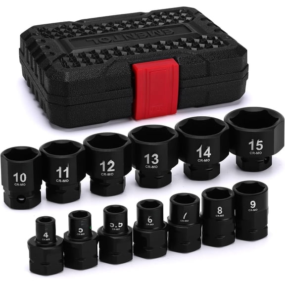 1/4" Drive Stubby  Socket Set, Low Profile  Sockets, 13-, Metric, 4mm -15mm, CR-MO
