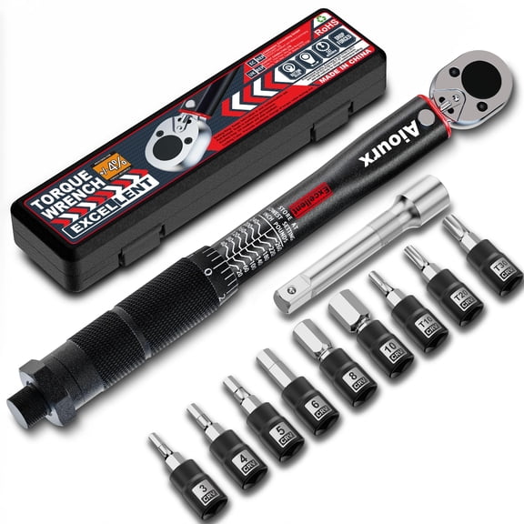 1/4" Drive Torque Wrench, 20-260 In.-Lb. Click Torque Wrench, 72 Tooth Dual-Direction Adjustable, Dual Scale, 3% Accuracy, for Bicycle, Motorcycle, Automotive Repair and Maintenance