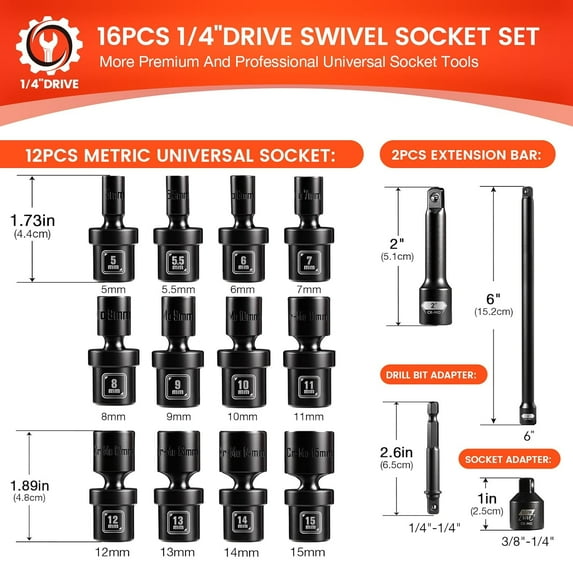 1 4 Swivel Socket Set