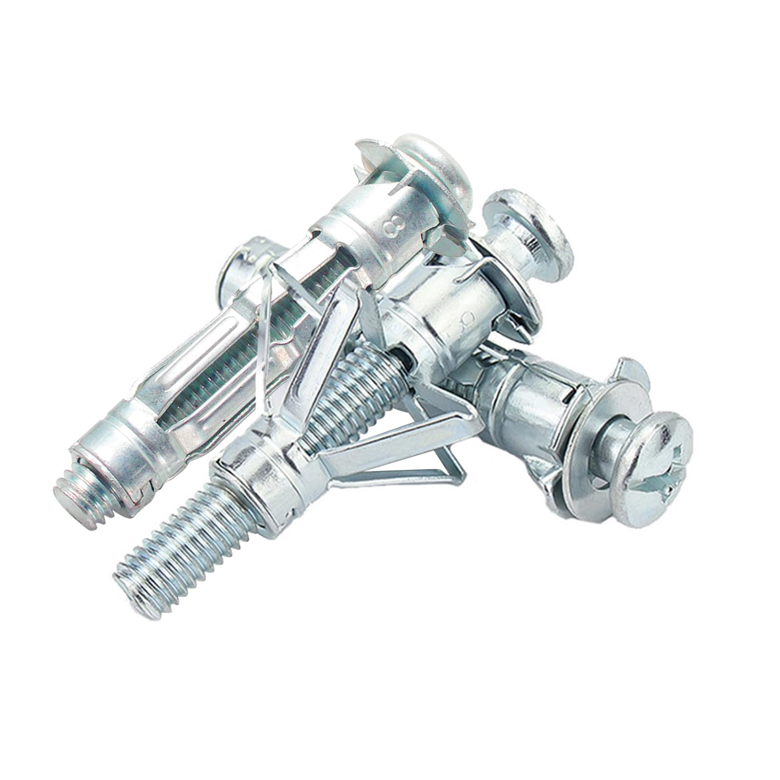 1/4" Drywall Anchor Kit Hollow Wall with Screws,Zinc Plated Steel Molly Bolt,Hollow Wall Drilling Anchors with Screws Drywall Anchors (30PCS, M6)