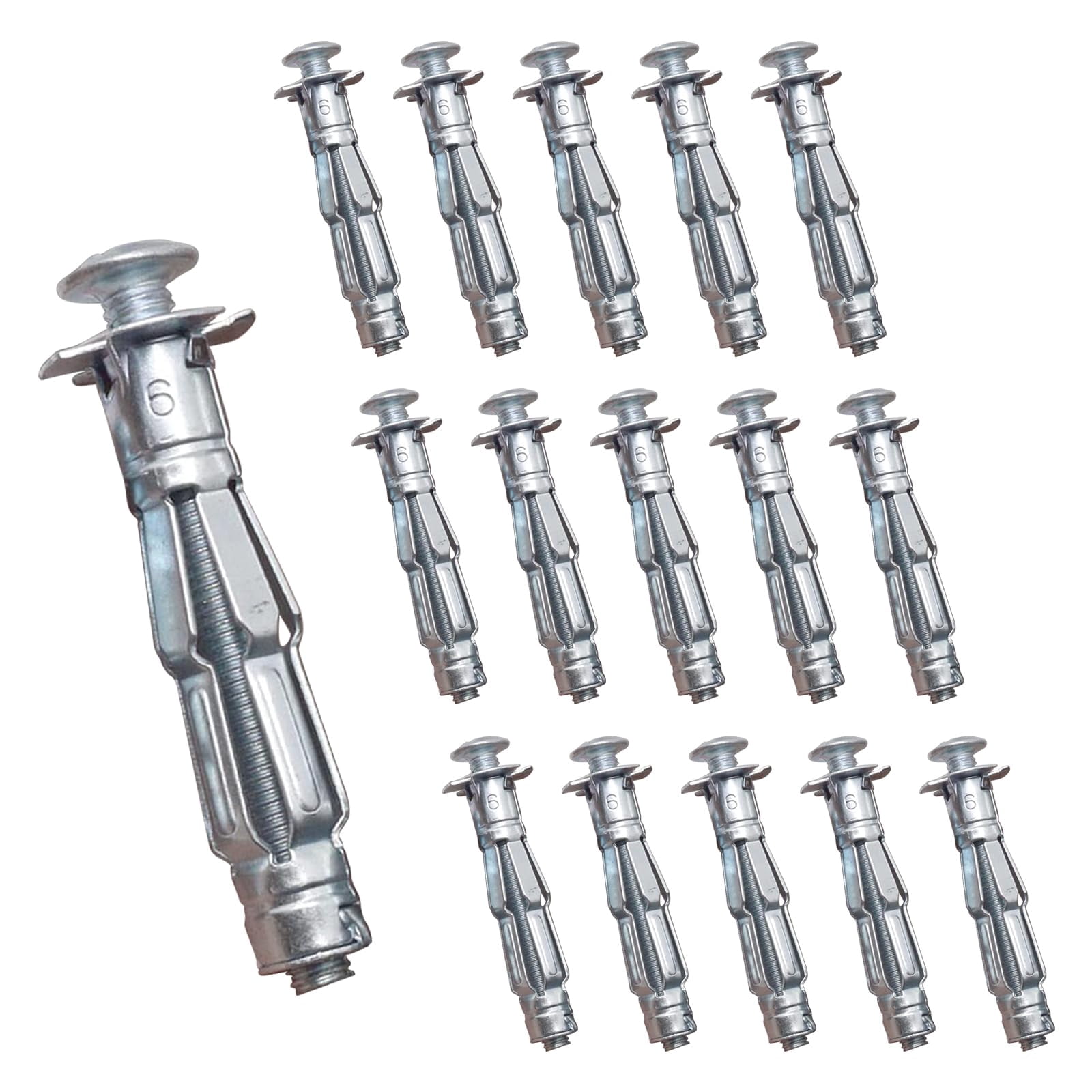 1/4" Drywall Anchor Kit Hollow Wall with Screws,Zinc Plated Steel Molly Bolt,Hollow Wall Drilling Anchors with Screws Drywall Anchors (30PCS, M6)