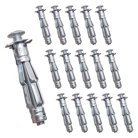 1/4" Drywall Anchor Kit Hollow Wall with Screws,Zinc Plated Steel Molly Bolt,Hollow Wall Drilling Anchors with Screws Drywall Anchors (30PCS, M6)