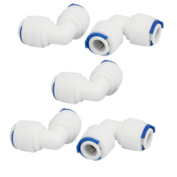Unique Bargains 1/4" Elbow Push Fit Quick Connect 5Pcs for Water System Drinking Fountain