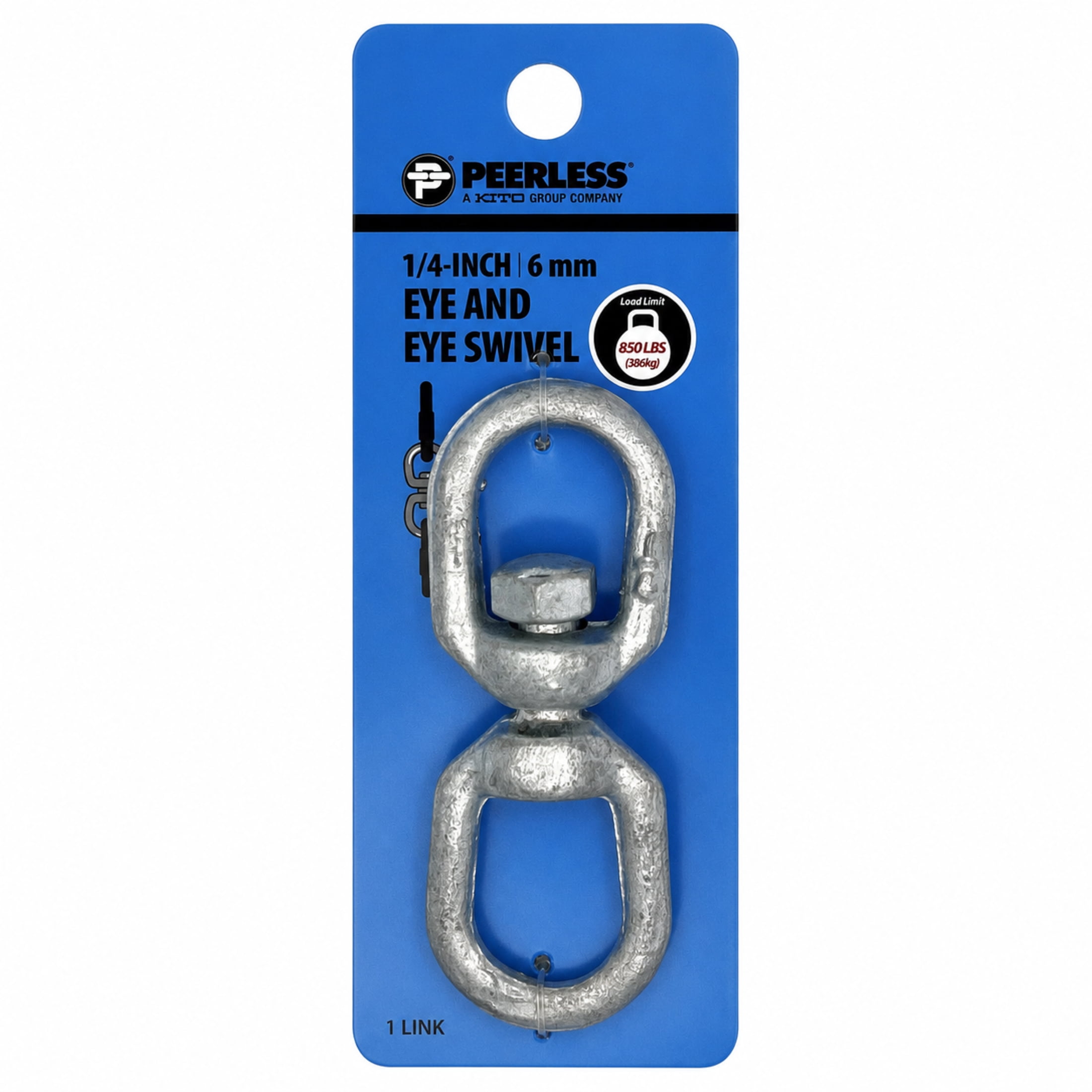 1/4" Eye and Eye Swivel, Galvanized, Peerless Chain Company, #4716138EE