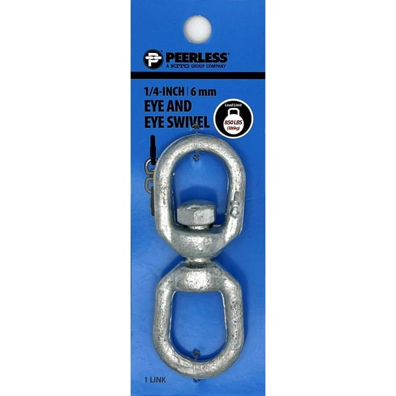 1/4" Eye and Eye Swivel, Galvanized, Peerless Chain Company, #4716138EE